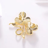 Copper Flower Pearl Brooch for Women Girl Party Jewelry