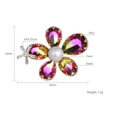 Vintage Clear Crystals Pearl Flower Brooch Wedding Accessory Pins