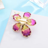 Vintage Clear Crystals Pearl Flower Brooch Wedding Accessory Pins
