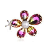 Vintage Clear Crystals Pearl Flower Brooch Wedding Accessory Pins