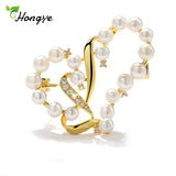 Hollow Heart Natural Pearl Brooch for Women And Brooch Pins Dresses Coat