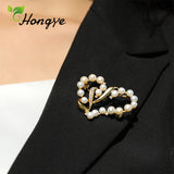 Hollow Heart Natural Pearl Brooch for Women And Brooch Pins Dresses Coat