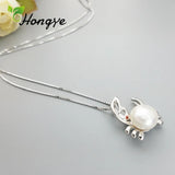 Silver Crab Pendant Necklace Real Pearl Jewelry Female Accessory