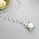 Silver Crab Pendant Necklace Real Pearl Jewelry Female Accessory