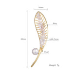 Vintage Freshwater Pearl Crystal Leaf Brooch