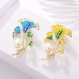 Vintage Crystal Rhinestone Leaf Brooch for Women