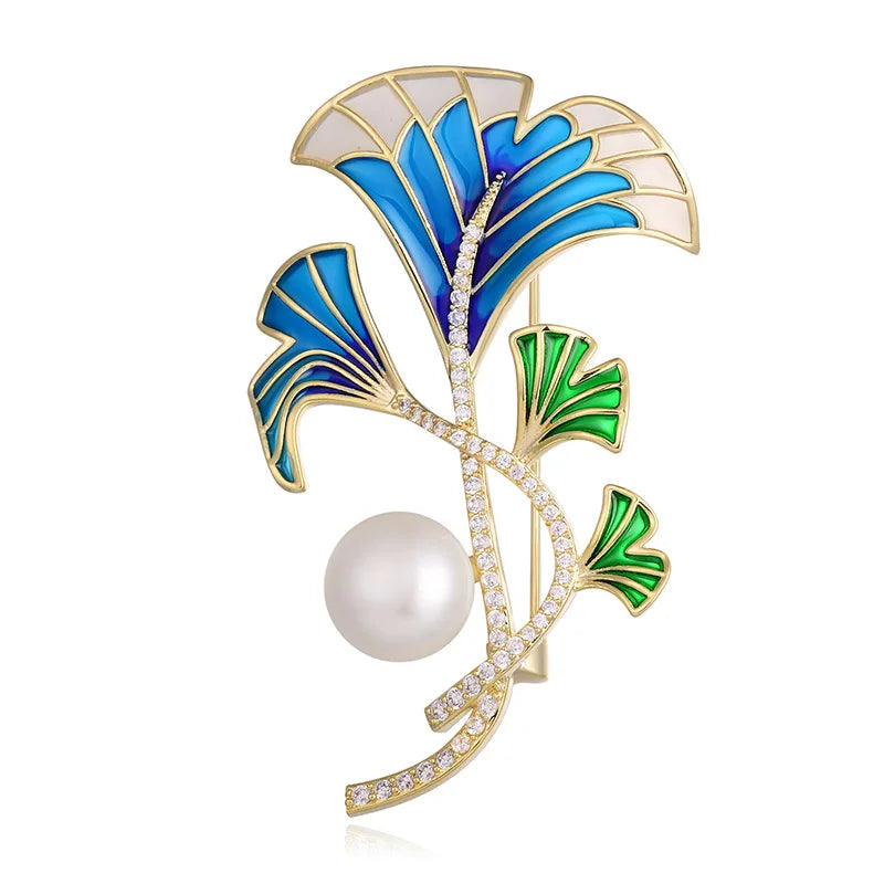 Vintage Crystal Rhinestone Leaf Brooch for Women