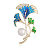 Vintage Crystal Rhinestone Leaf Brooch for Women