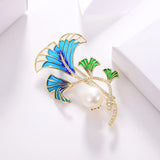 Vintage Crystal Rhinestone Leaf Brooch for Women