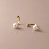 Small Silver Hook Stud Earrings 925 Sterling Silver Women Girls Students