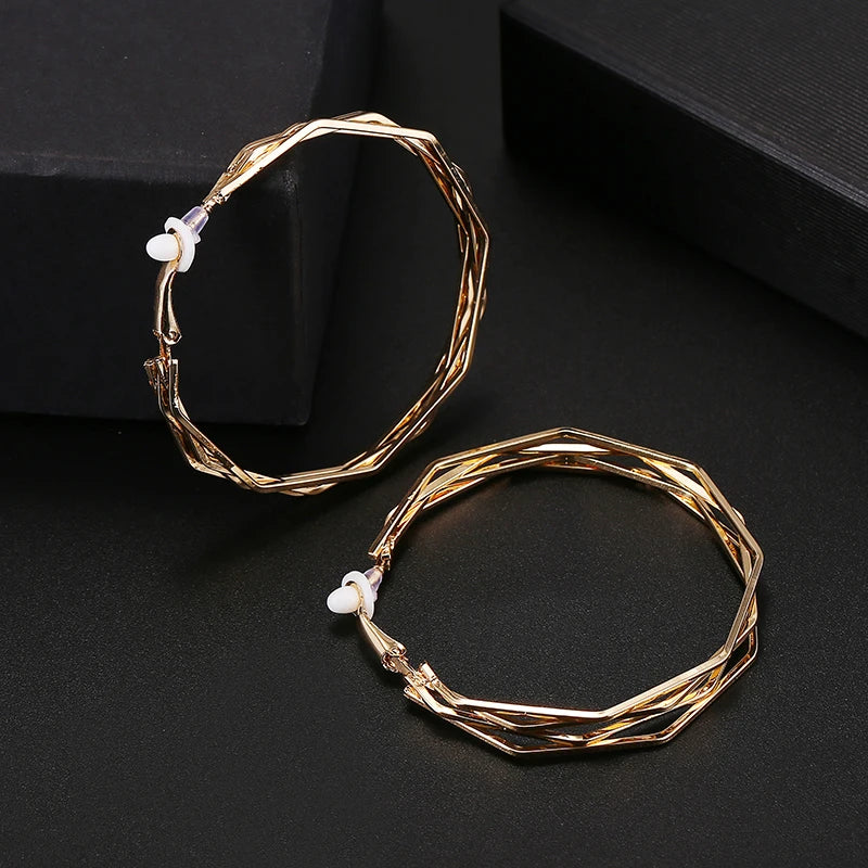 Twisted Hoop Clip Earrings for Women, Non-Pierced