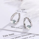 925 Silver Hoop Ear Stamp Crystal Earrings, Wedding Zircon Jewelry
