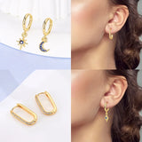 925 Silver Hoop Earring Rose Yellow Golden Jewelry