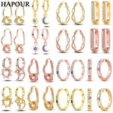 925 Silver Hoop Earring Rose Yellow Golden Jewelry