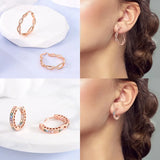 925 Silver Hoop Earring Rose Yellow Golden Jewelry
