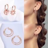 925 Silver Hoop Earring Rose Yellow Golden Jewelry