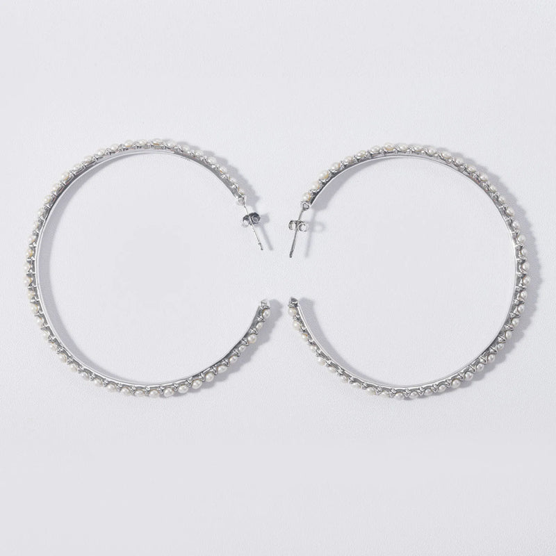 Freshwater Pearl 925 Sterling Silver Big Hoop Earring For Women