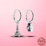 925 Silver Dog Paw Hoop Earrings Planet Theme Gift Jewelry