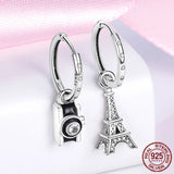 925 Silver Dog Paw Hoop Earrings Planet Theme Gift Jewelry