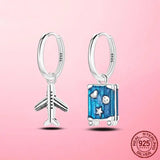 925 Silver Dog Paw & Travel CZ Earrings