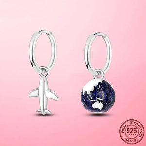 925 Silver Dog Paw & Travel CZ Earrings