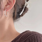 Thick Round Circle 925 Silver Hoop Earrings for Women