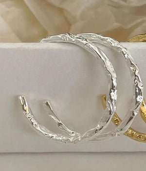 Thick Round Circle 925 Silver Hoop Earrings for Women