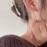 Thick Round Circle 925 Silver Hoop Earrings for Women