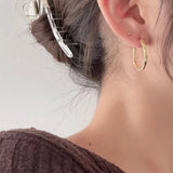 Thick Round Circle 925 Silver Hoop Earrings for Women