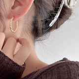 Thick Round Circle 925 Silver Hoop Earrings for Women