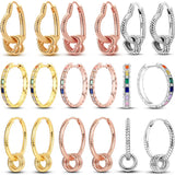 925 Sterling Silver Rosegold CZ Hoop Earrings