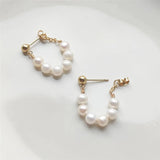 Hoop Earrings 14K Filled Natural 5MM Pearl Earrings Korea Jewelry Boho