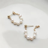 Hoop Earrings 14K Filled Natural 5MM Pearl Earrings Korea Jewelry Boho