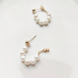 Hoop Earrings 14K Filled Natural 5MM Pearl Earrings Korea Jewelry Boho