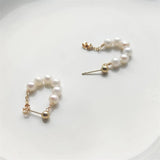 Hoop Earrings 14K Filled Natural 5MM Pearl Earrings Korea Jewelry Boho