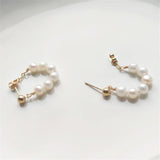 Hoop Earrings 14K Filled Natural 5MM Pearl Earrings Korea Jewelry Boho