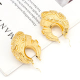 24k Plated Cell Pattern Hoop Earrings for Women