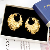 24k Plated Cell Pattern Hoop Earrings for Women