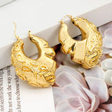 24k Plated Cell Pattern Hoop Earrings for Women