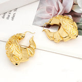 24k Plated Cell Pattern Hoop Earrings for Women