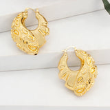 24k Plated Cell Pattern Hoop Earrings for Women