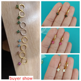 925 Silver Hoop Earrings with Colorful Zircon