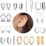Heart-Shaped Hoop Earrings 925 Silver Zircon Fine Jewelry