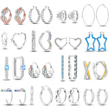Heart-Shaped Hoop Earrings 925 Silver Zircon Fine Jewelry