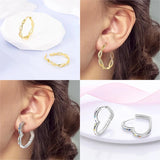 Heart-Shaped Hoop Earrings 925 Silver Zircon Fine Jewelry