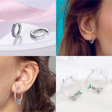 Heart-Shaped Hoop Earrings 925 Silver Zircon Fine Jewelry