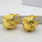 Bohemian Flower Hoop Earrings 24K Plated Copper Jewelry