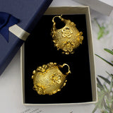 Bohemian Flower Hoop Earrings 24K Plated Copper Jewelry