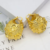 Bohemian Flower Hoop Earrings 24K Plated Copper Jewelry