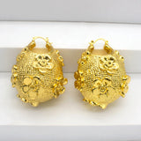 Bohemian Flower Hoop Earrings 24K Plated Copper Jewelry